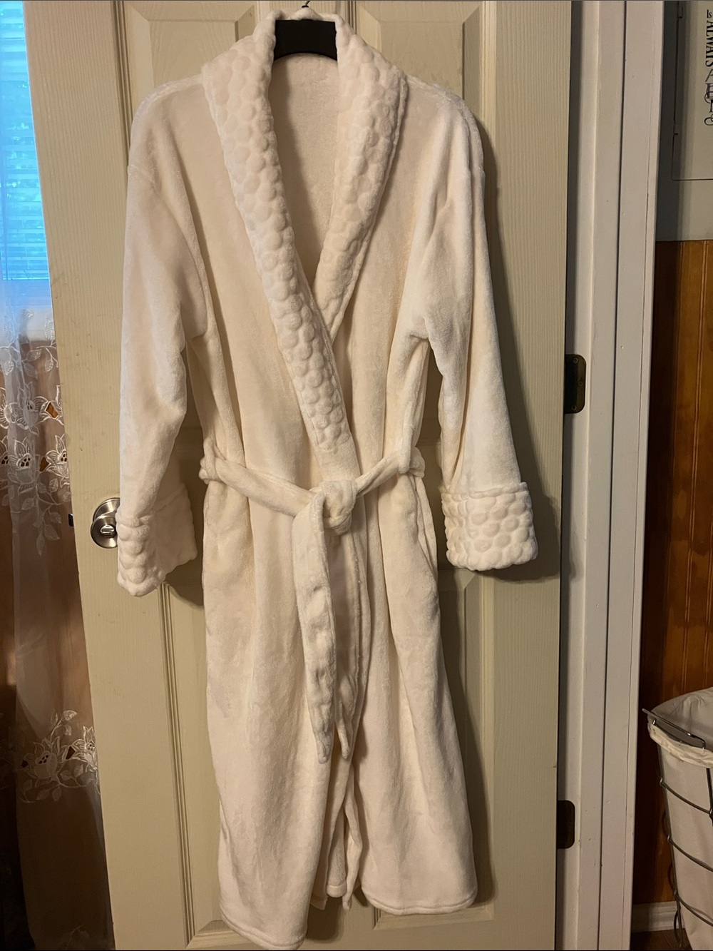 Plush Shawl Collar Robe - Cream